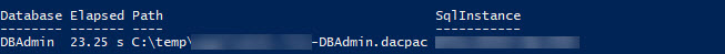 output from Export-DbaDacPackage