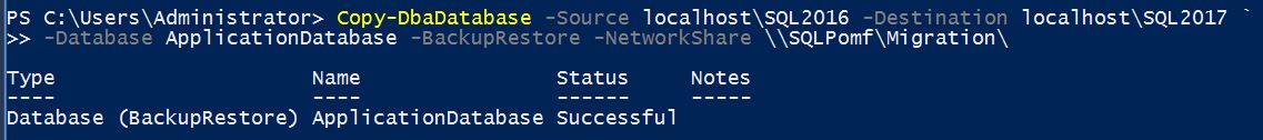 Copy-DbaDatabase output