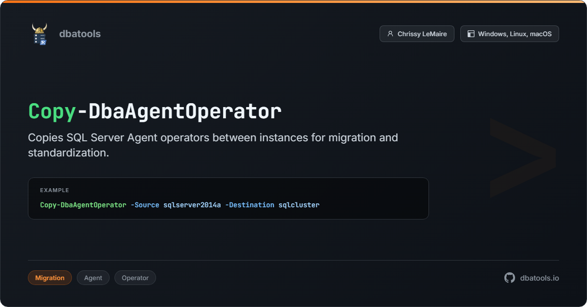 Copy-DbaAgentOperator | dbatools | SQL Server automation with PowerShell