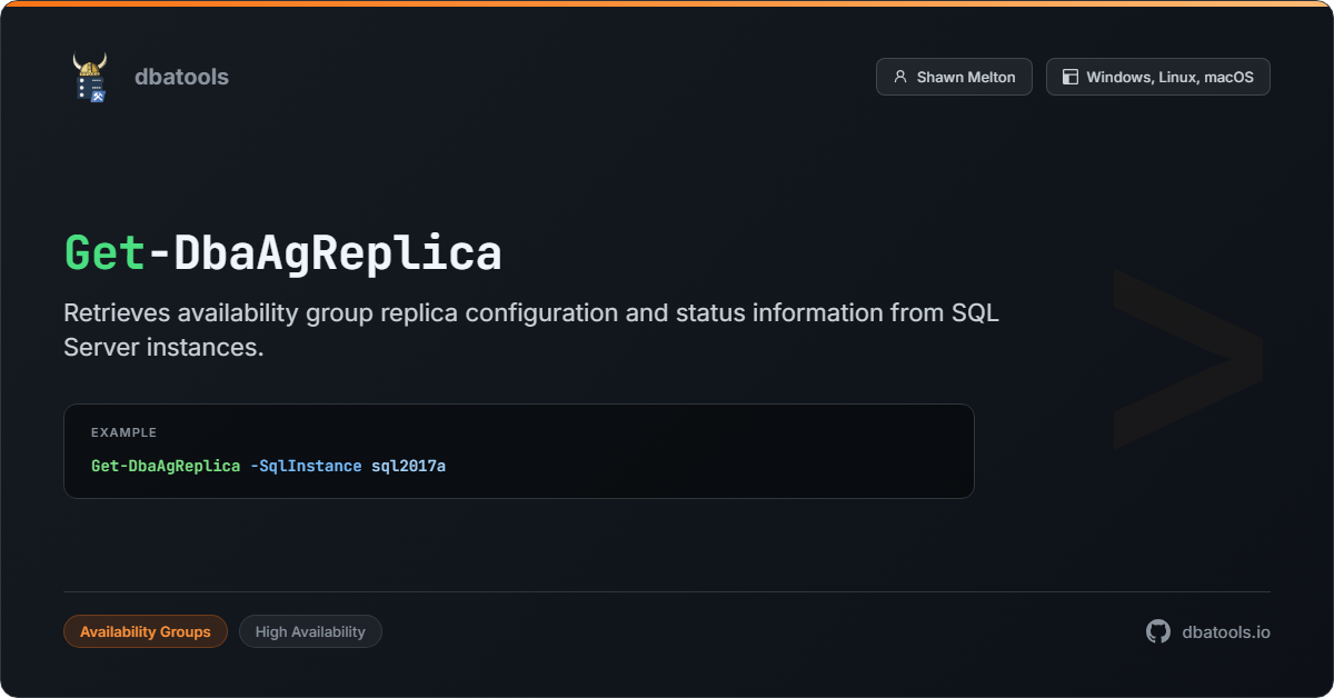 Get-DbaAgReplica | dbatools | SQL Server automation with PowerShell