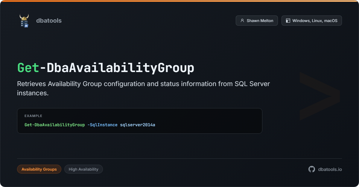 Get-DbaAvailabilityGroup | dbatools | SQL Server automation with PowerShell