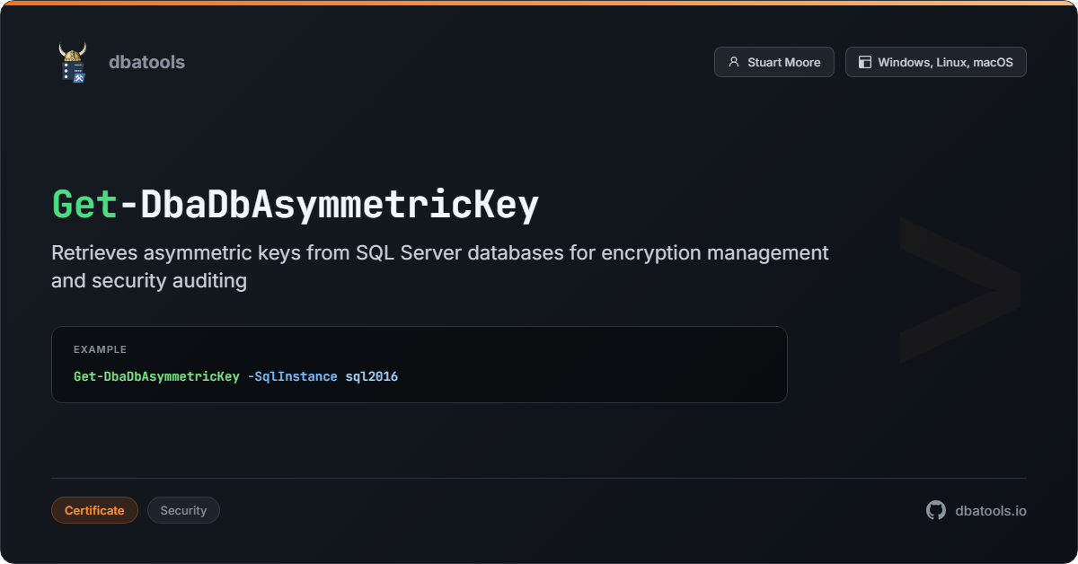 Get-DbaDbAsymmetricKey | dbatools | SQL Server automation with PowerShell