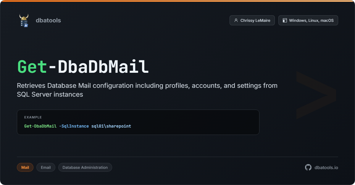 Get-DbaDbMail | dbatools | SQL Server automation with PowerShell
