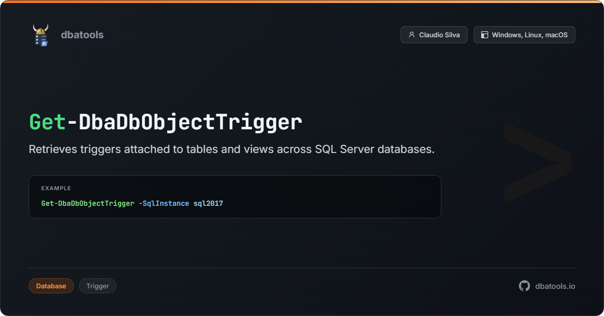 Get-DbaDbObjectTrigger | dbatools | SQL Server automation with PowerShell