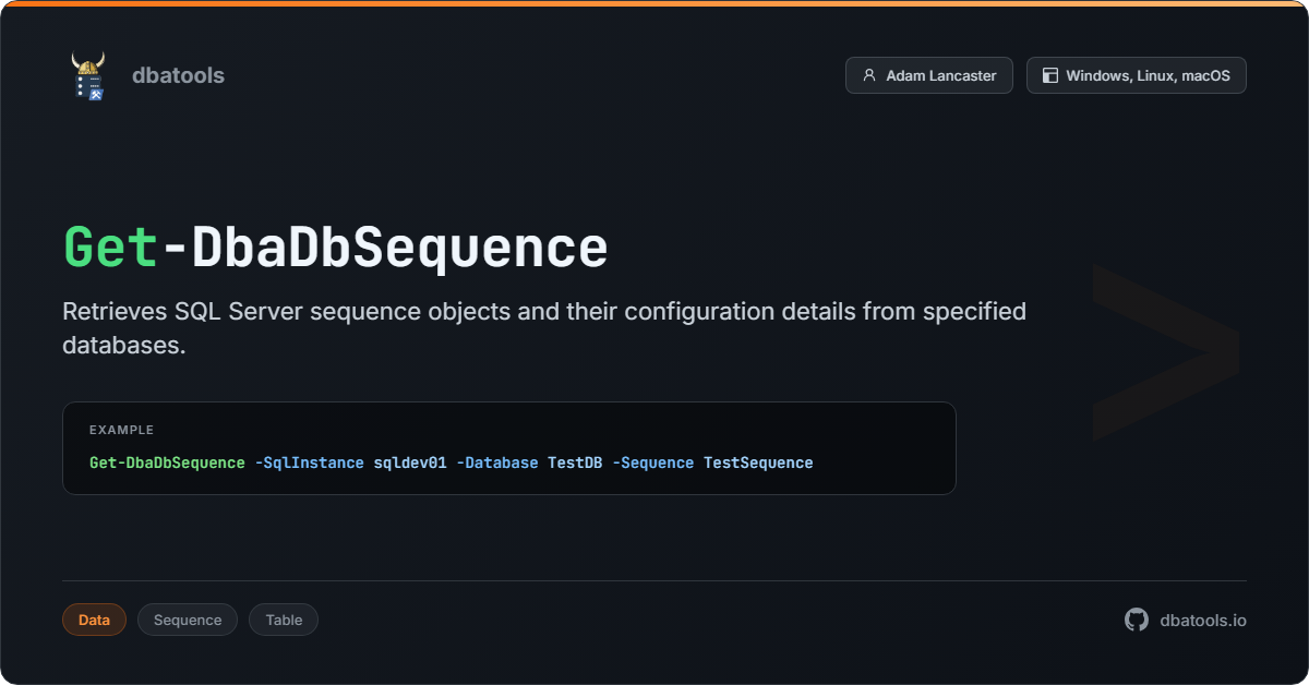 Get-DbaDbSequence | dbatools | SQL Server automation with PowerShell