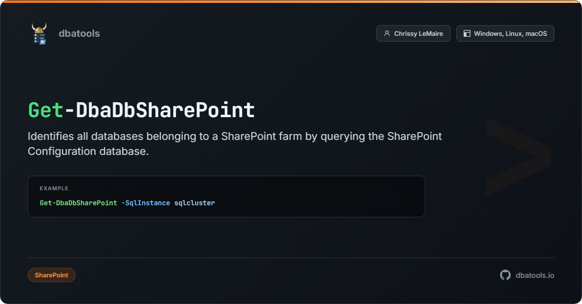 Get-DbaDbSharePoint | dbatools | SQL Server automation with PowerShell