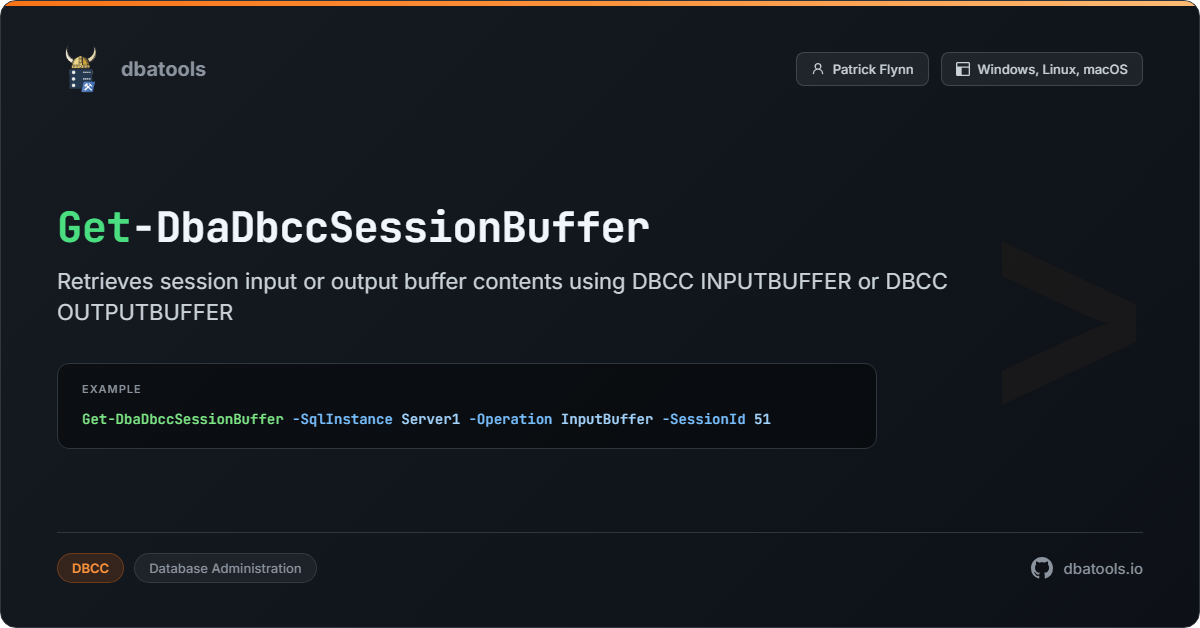 Get-DbaDbccSessionBuffer | dbatools | SQL Server automation with PowerShell