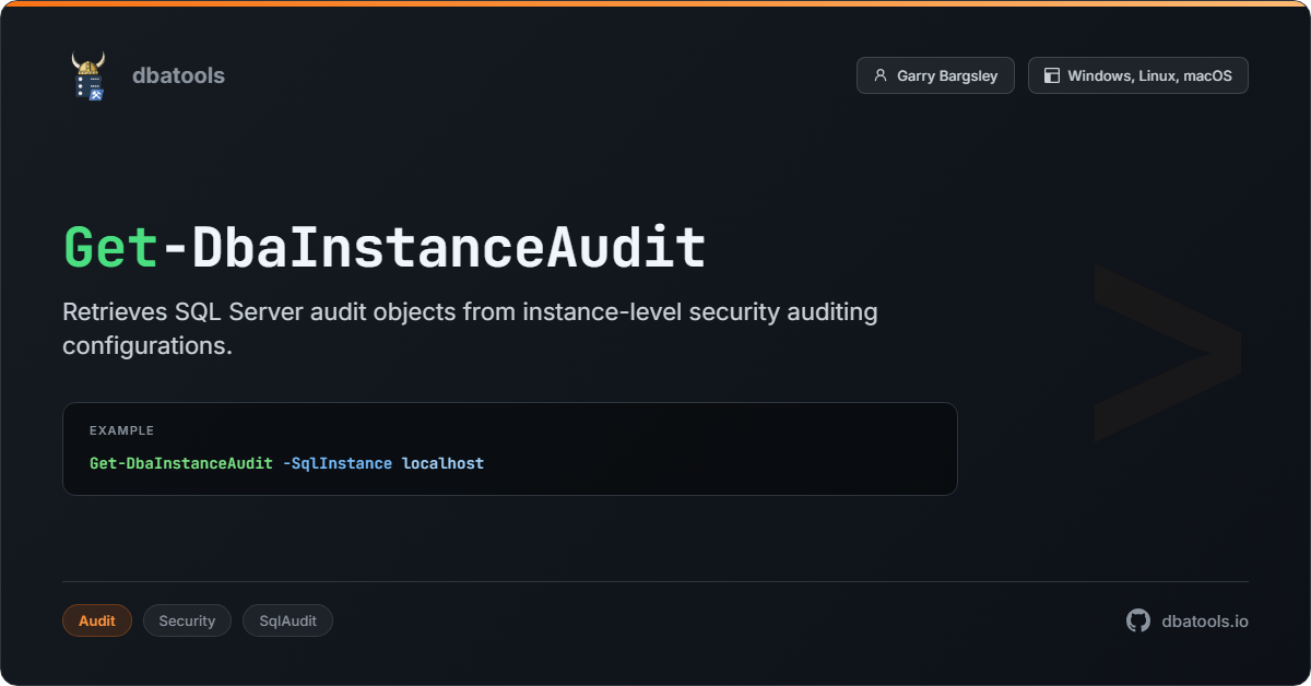 Get-DbaInstanceAudit | dbatools | SQL Server automation with PowerShell