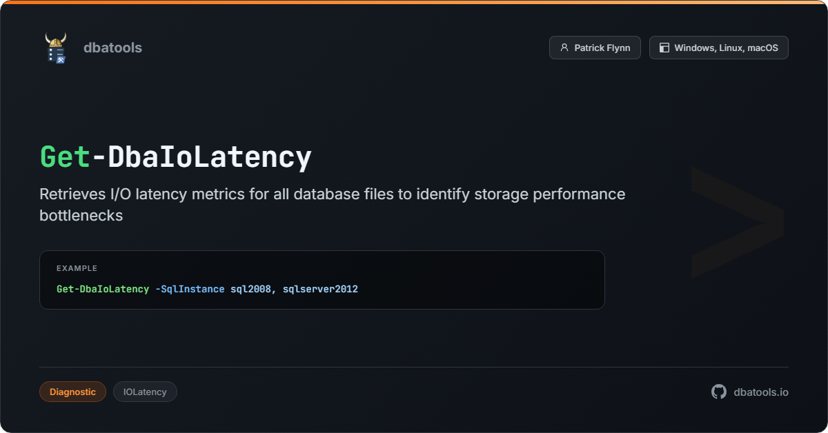 Get-DbaIoLatency | dbatools | SQL Server automation with PowerShell
