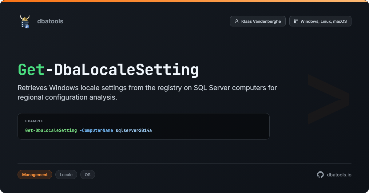 Get-DbaLocaleSetting | dbatools | SQL Server automation with PowerShell