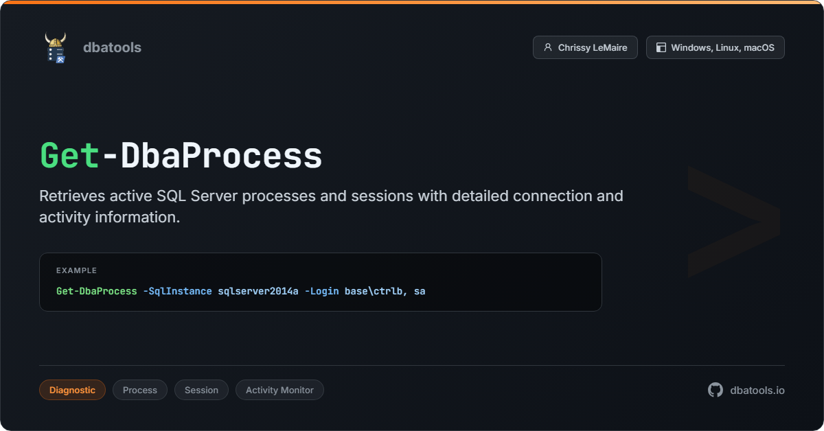 Get-DbaProcess | dbatools | SQL Server automation with PowerShell