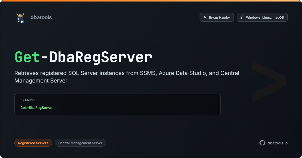Get-DbaRegServer | dbatools | SQL Server automation with PowerShell