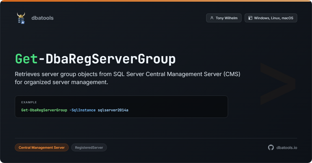 Get-DbaRegServerGroup | dbatools | SQL Server automation with PowerShell