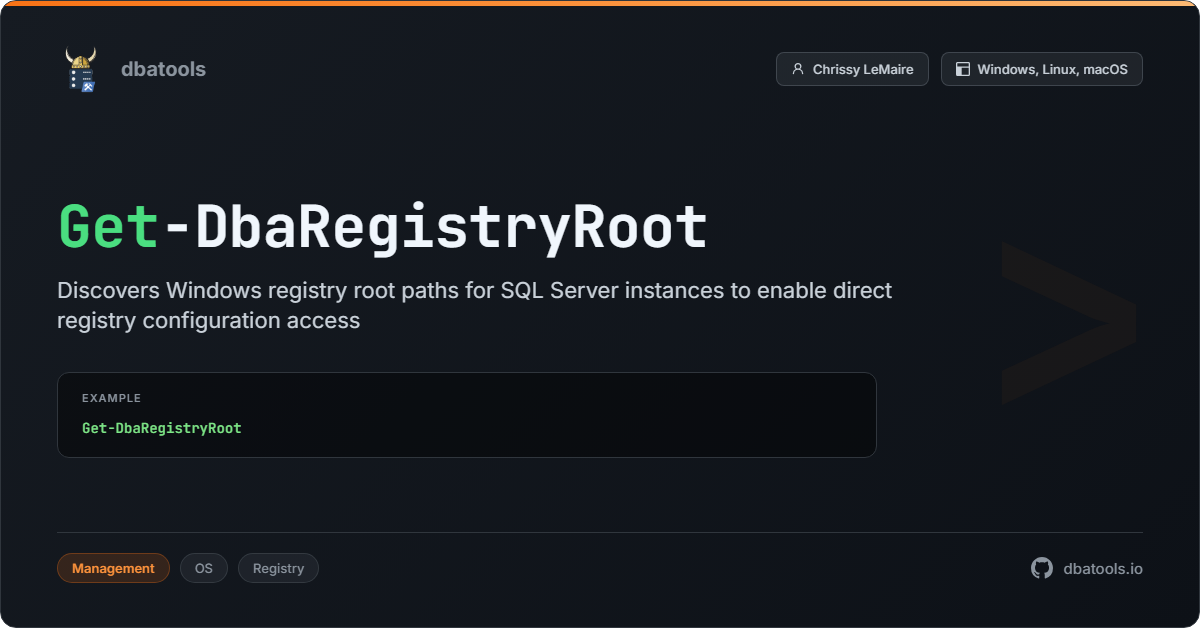 Get-DbaRegistryRoot | dbatools | SQL Server automation with PowerShell