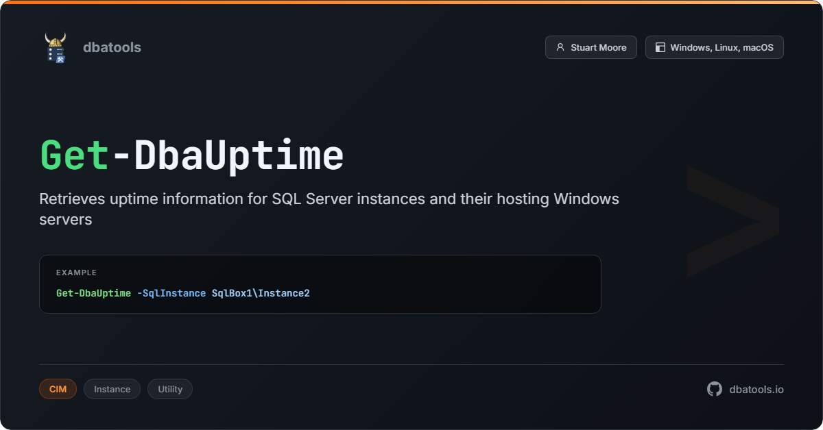 Get-DbaUptime | dbatools | SQL Server automation with PowerShell