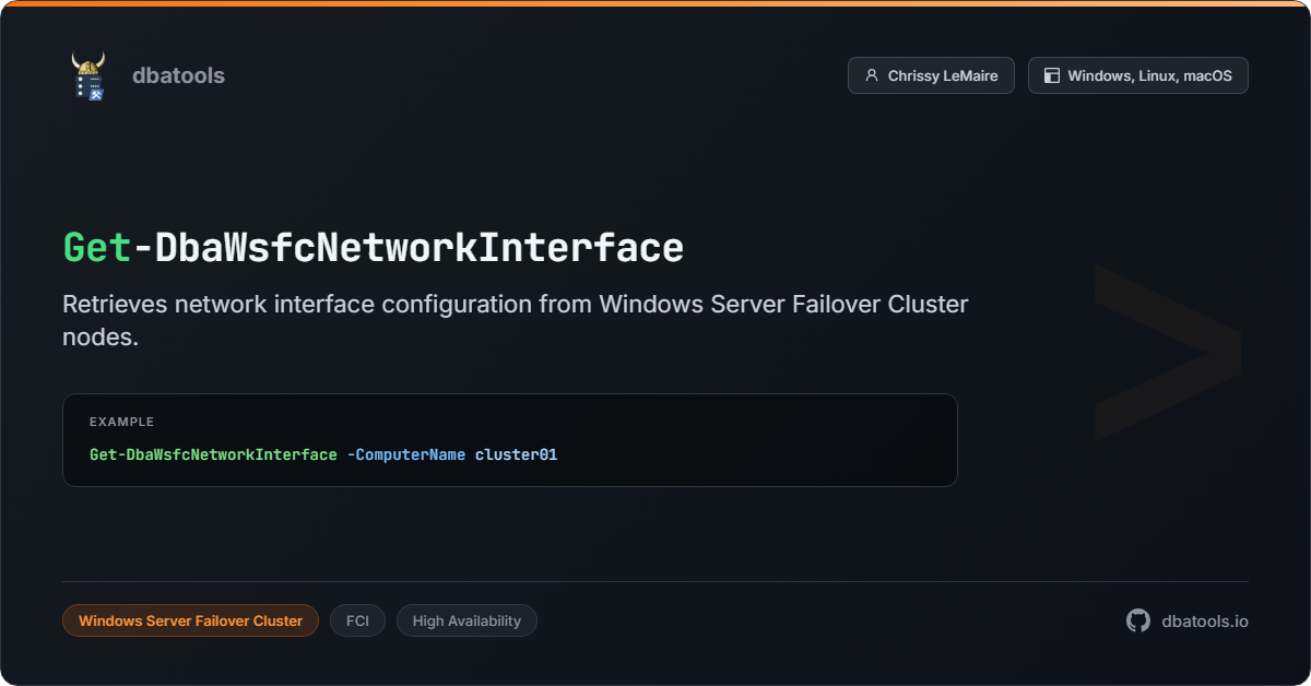 Get-DbaWsfcNetworkInterface | dbatools | SQL Server automation with ...