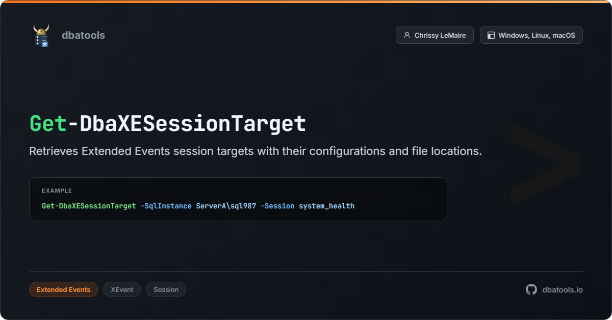 Get-DbaXESessionTarget | dbatools | SQL Server automation with PowerShell
