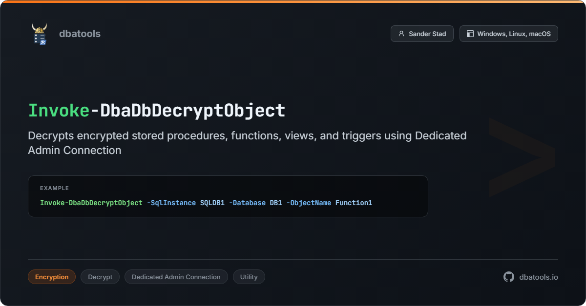 Invoke-DbaDbDecryptObject | dbatools | SQL Server automation with ...