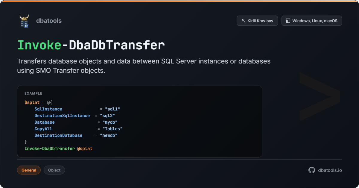 Invoke-DbaDbTransfer | dbatools | SQL Server automation with PowerShell