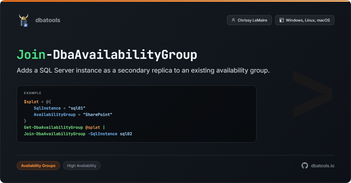 Join-DbaAvailabilityGroup | dbatools | SQL Server automation with ...