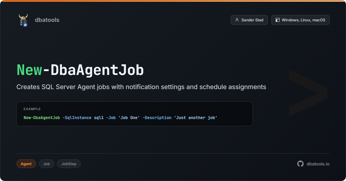 New-DbaAgentJob | dbatools | SQL Server automation with PowerShell