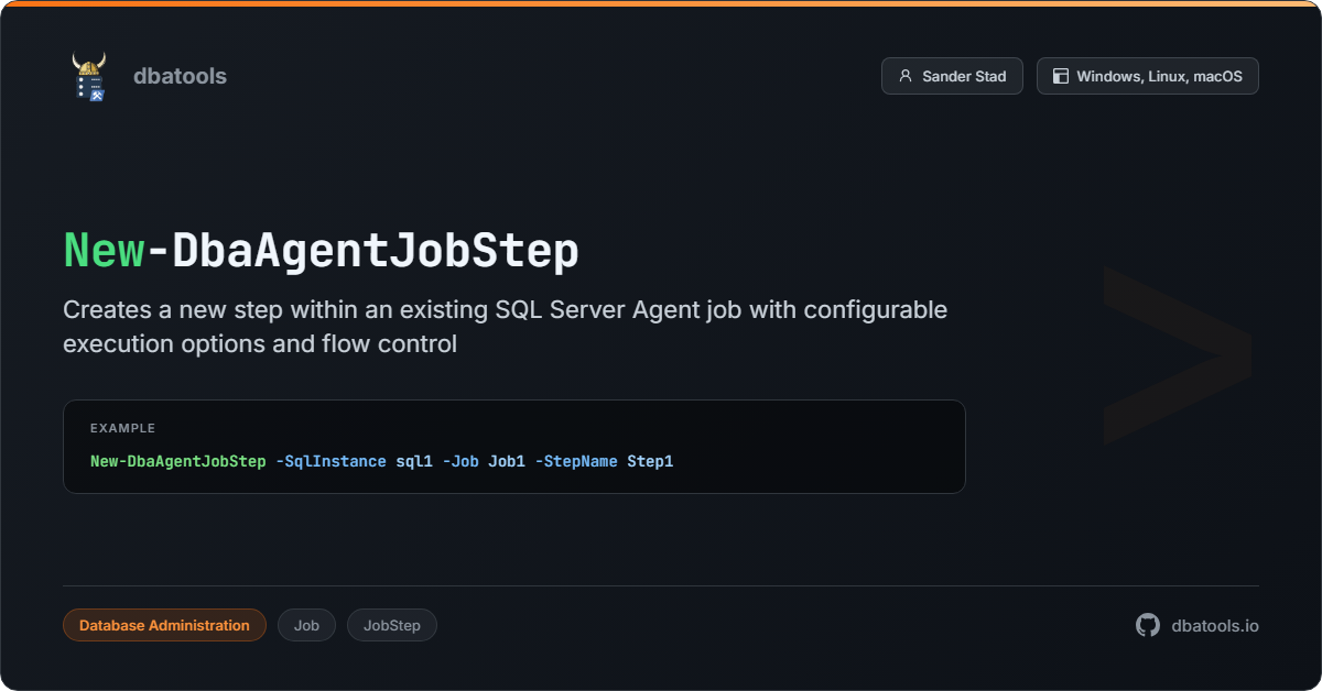 New-DbaAgentJobStep | dbatools | SQL Server automation with PowerShell