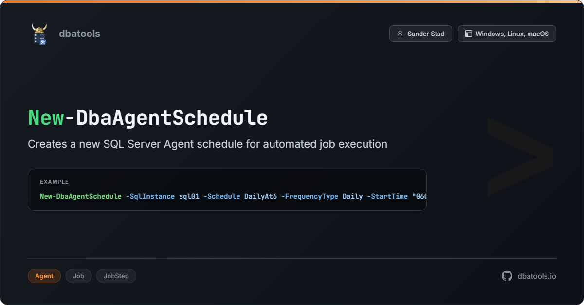 New-DbaAgentSchedule | dbatools | SQL Server automation with PowerShell