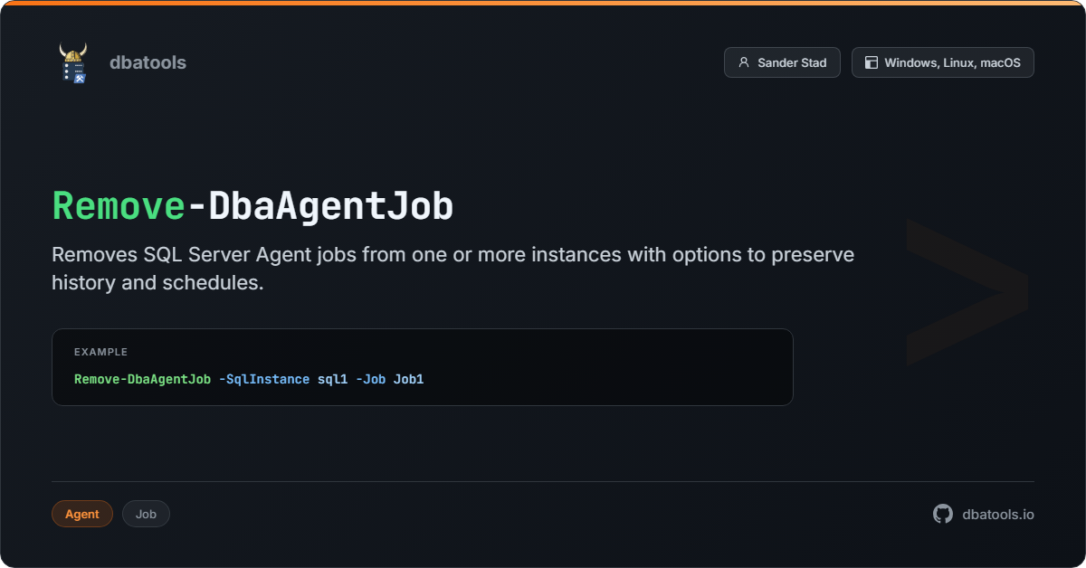 Remove-DbaAgentJob | dbatools | SQL Server automation with PowerShell