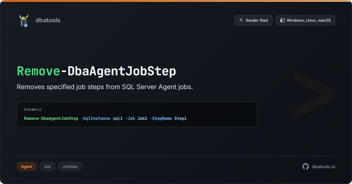 Remove-DbaAgentJobStep | dbatools | SQL Server automation with PowerShell
