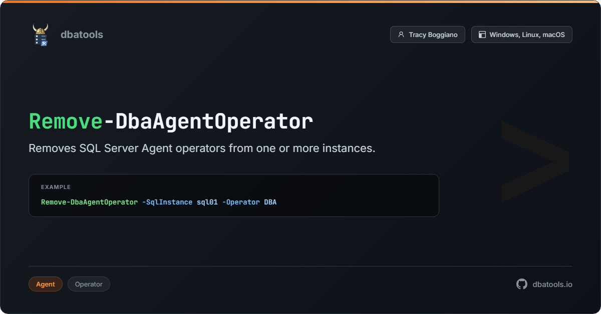 Remove-DbaAgentOperator | dbatools | SQL Server automation with PowerShell