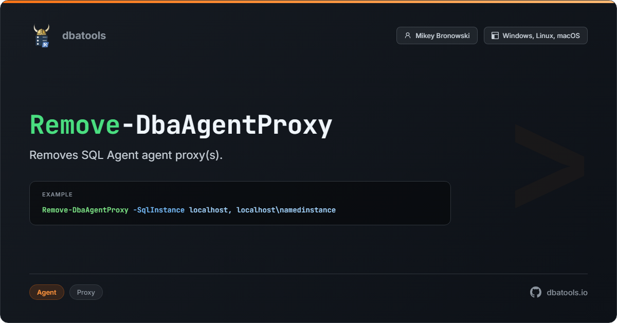 Remove-DbaAgentProxy | dbatools | SQL Server automation with PowerShell