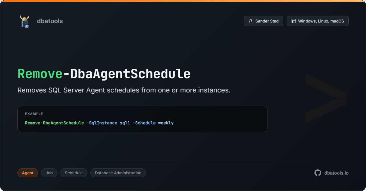 Remove-DbaAgentSchedule | dbatools | SQL Server automation with PowerShell