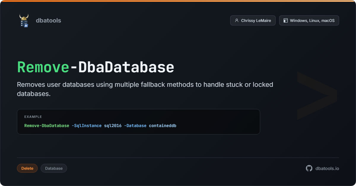 Remove-DbaDatabase | dbatools | SQL Server automation with PowerShell