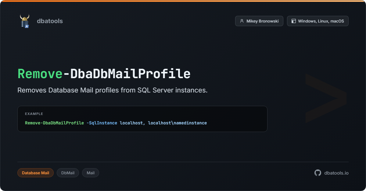Remove-DbaDbMailProfile | dbatools | SQL Server automation with PowerShell