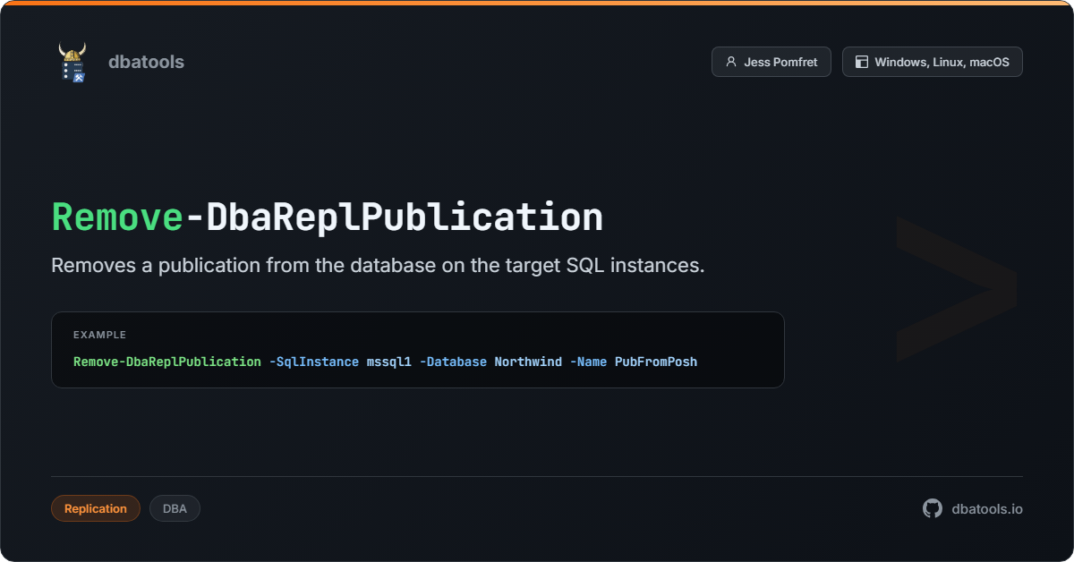 Remove-DbaReplPublication | dbatools | SQL Server automation with ...