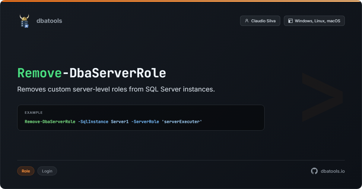Remove-DbaServerRole | dbatools | SQL Server automation with PowerShell