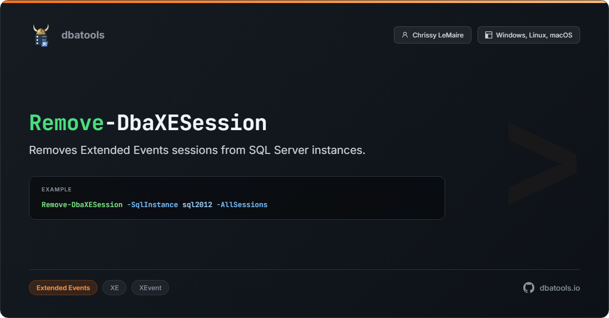 Remove-DbaXESession | dbatools | SQL Server automation with PowerShell