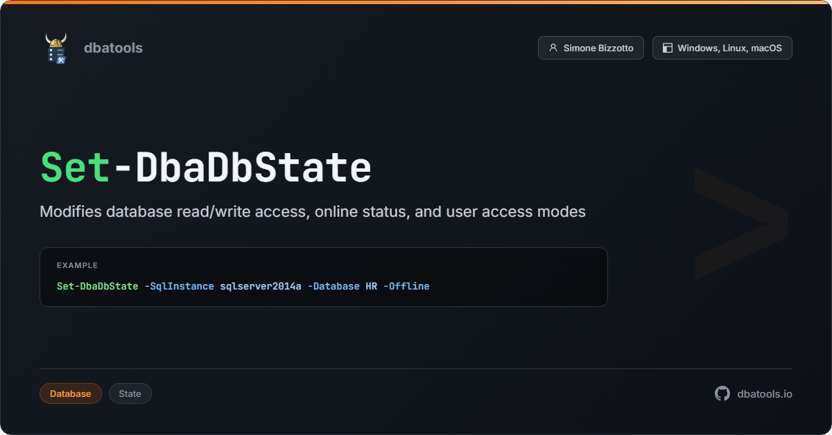 Set-DbaDbState | dbatools | SQL Server automation with PowerShell
