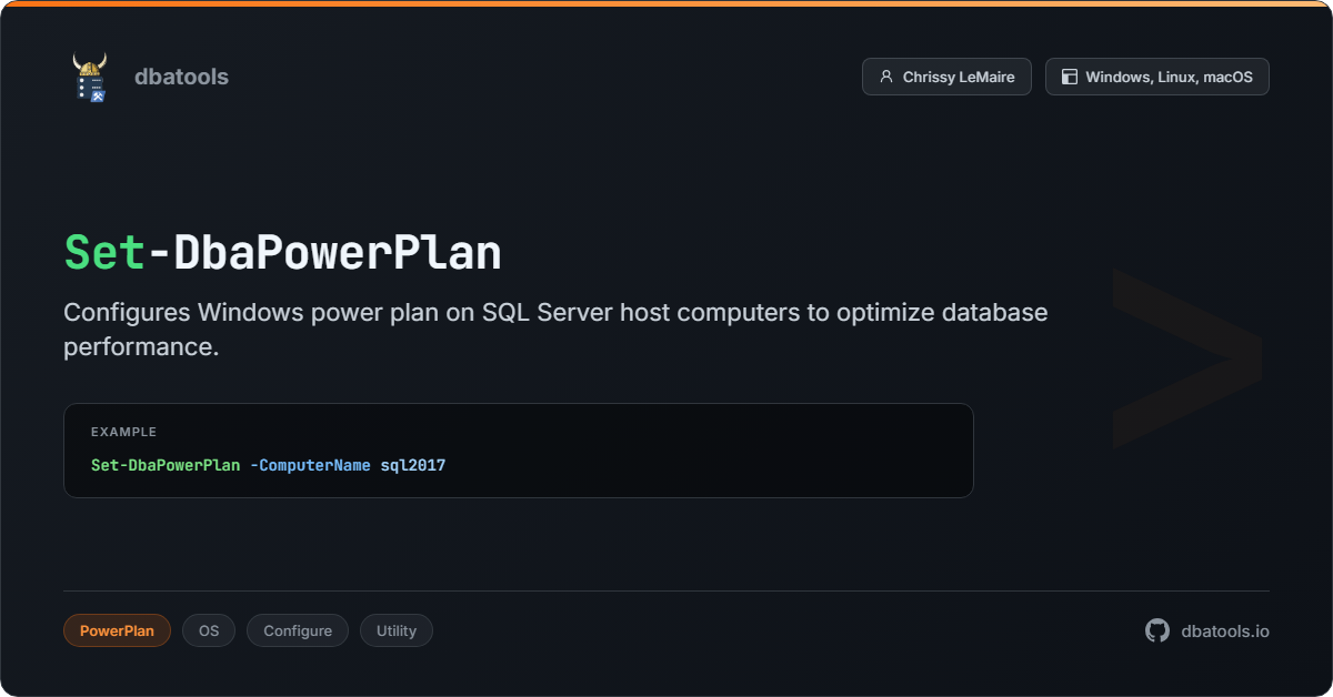 Set-DbaPowerPlan | dbatools | SQL Server automation with PowerShell