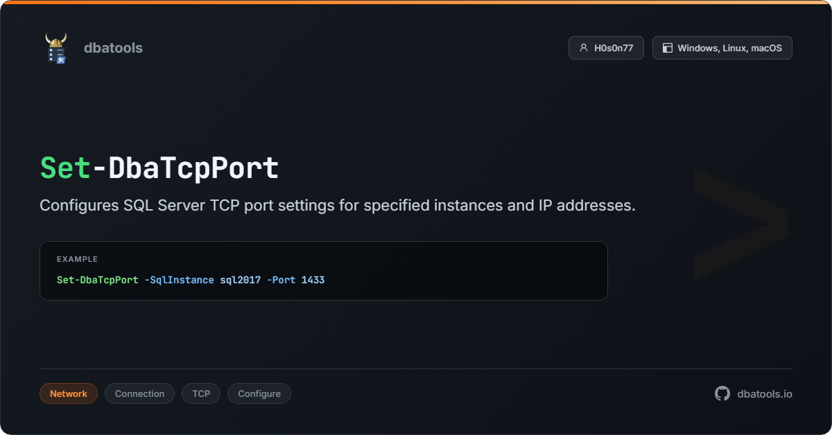 Set-DbaTcpPort | dbatools | SQL Server automation with PowerShell