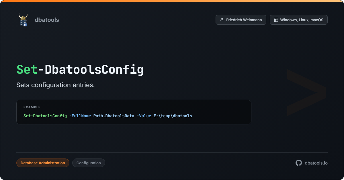 Set-DbatoolsConfig | dbatools | SQL Server automation with PowerShell