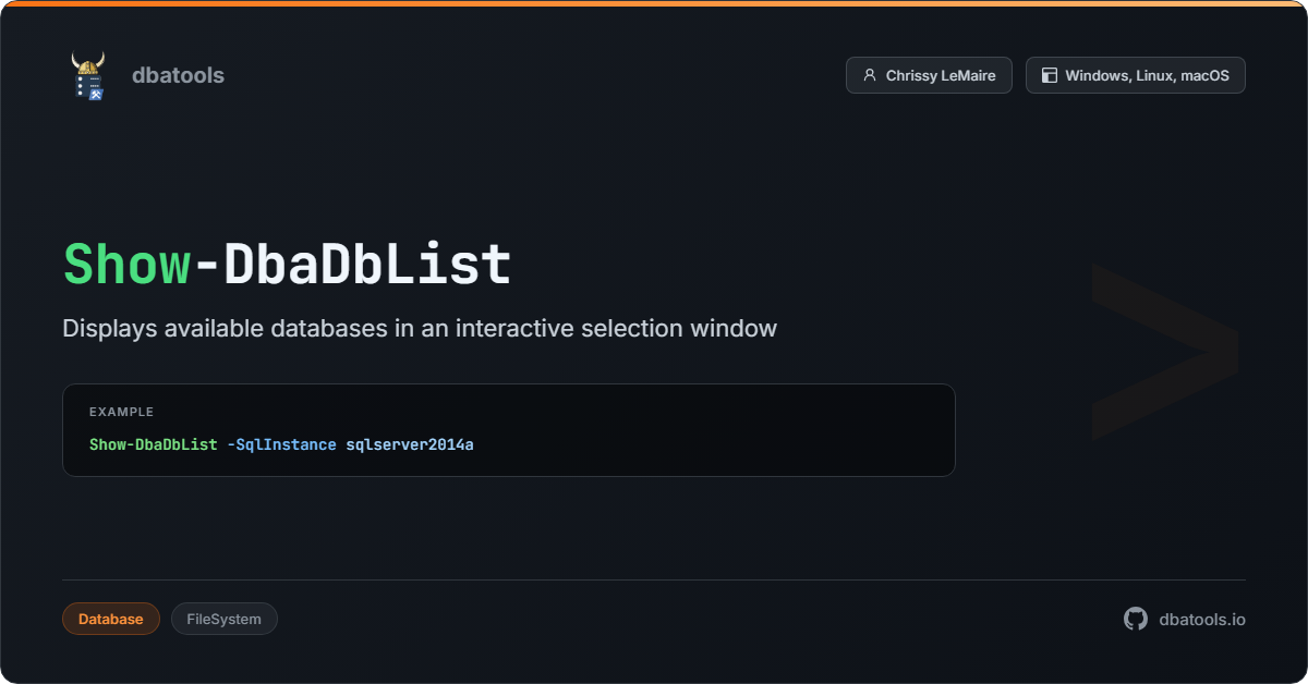 Show-DbaDbList | dbatools | SQL Server automation with PowerShell