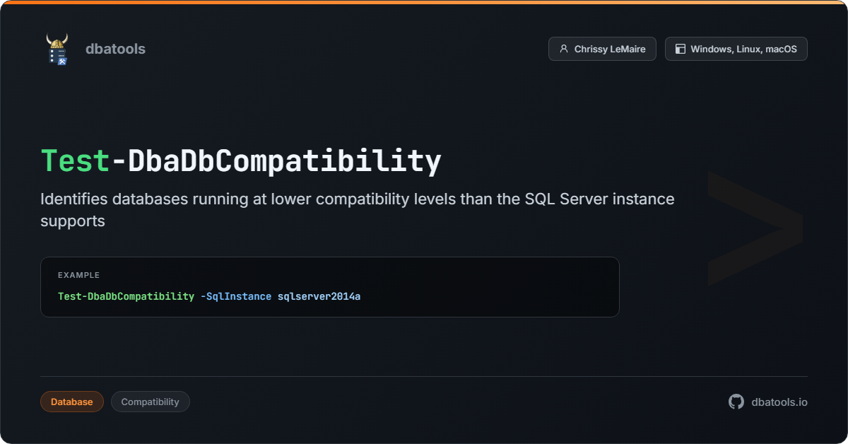 Test-DbaDbCompatibility | dbatools | SQL Server automation with PowerShell