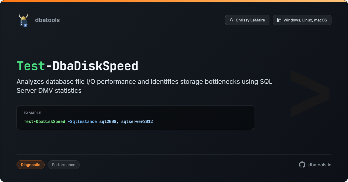 Test-DbaDiskSpeed | dbatools | SQL Server automation with PowerShell