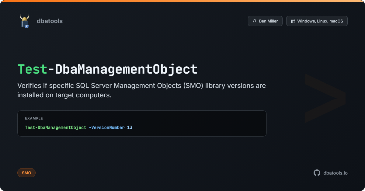 Test-DbaManagementObject | dbatools | SQL Server automation with PowerShell