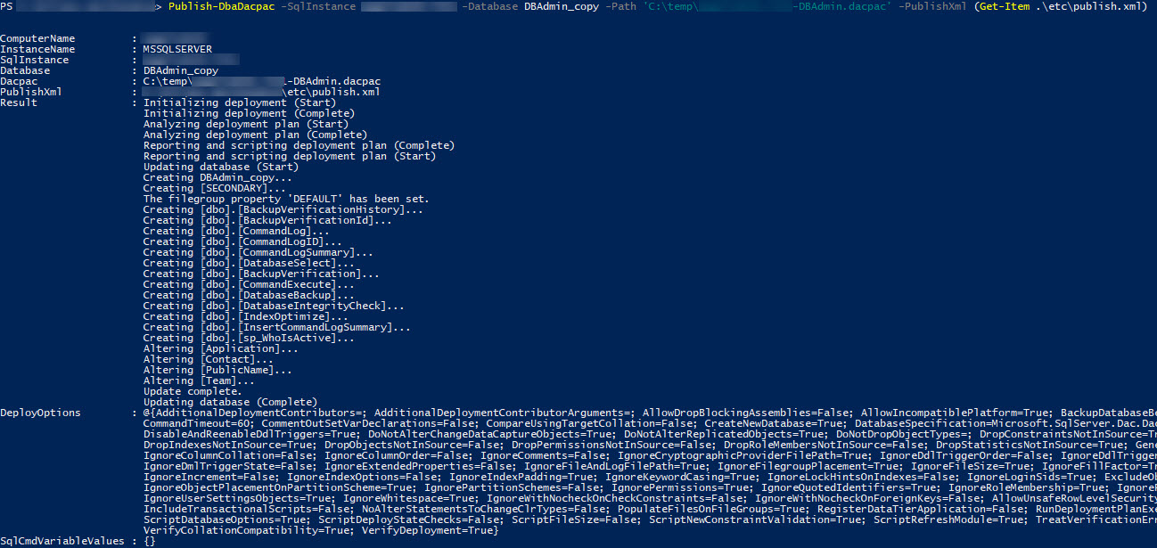 Publish-DbaDacPackage in action